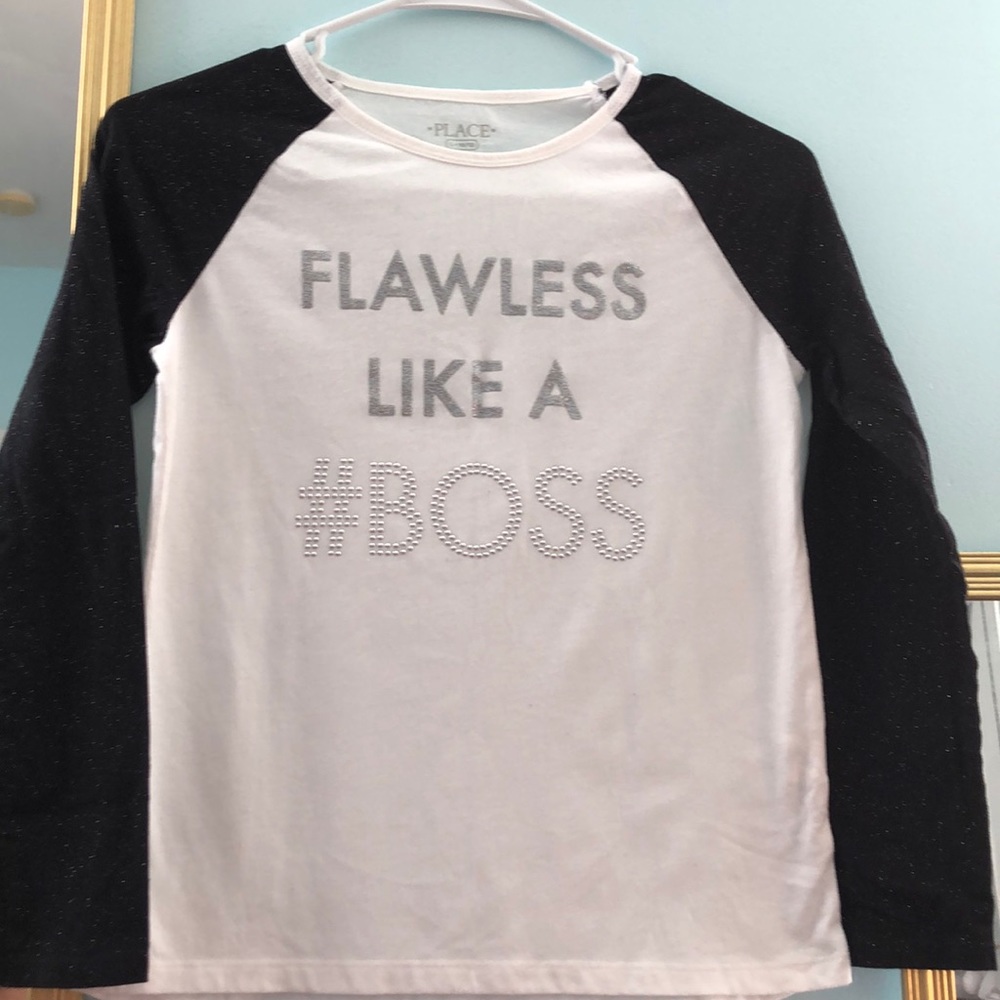 Long sleeve black and white T-shirt